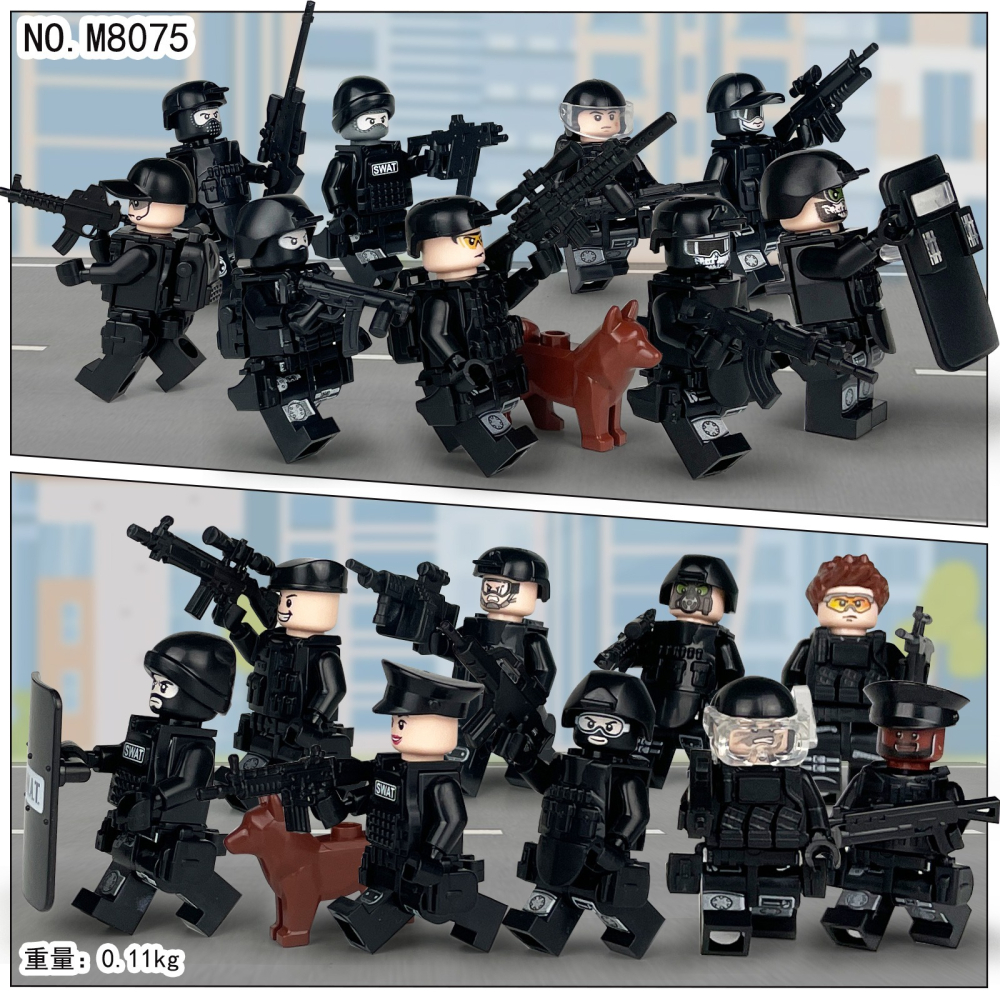M8075 袋裝積木人偶 警察系列 防暴特警 18款一套-細節圖3