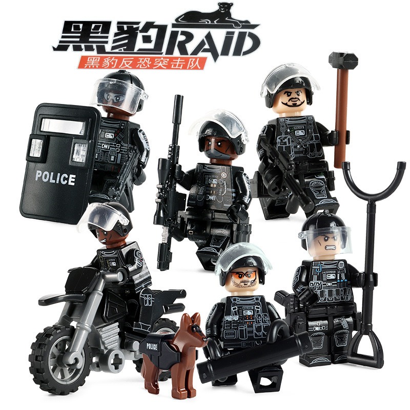 托比斯TBS89-94 警察系列 防暴特警 RAID 黑豹反恐突擊隊 積木人偶-細節圖3