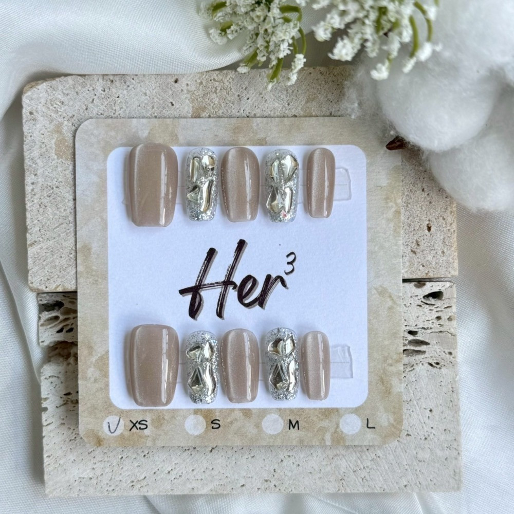 Her ³［貓眼閃鑽］N0034顯白高級穿戴甲(可訂製)-細節圖3