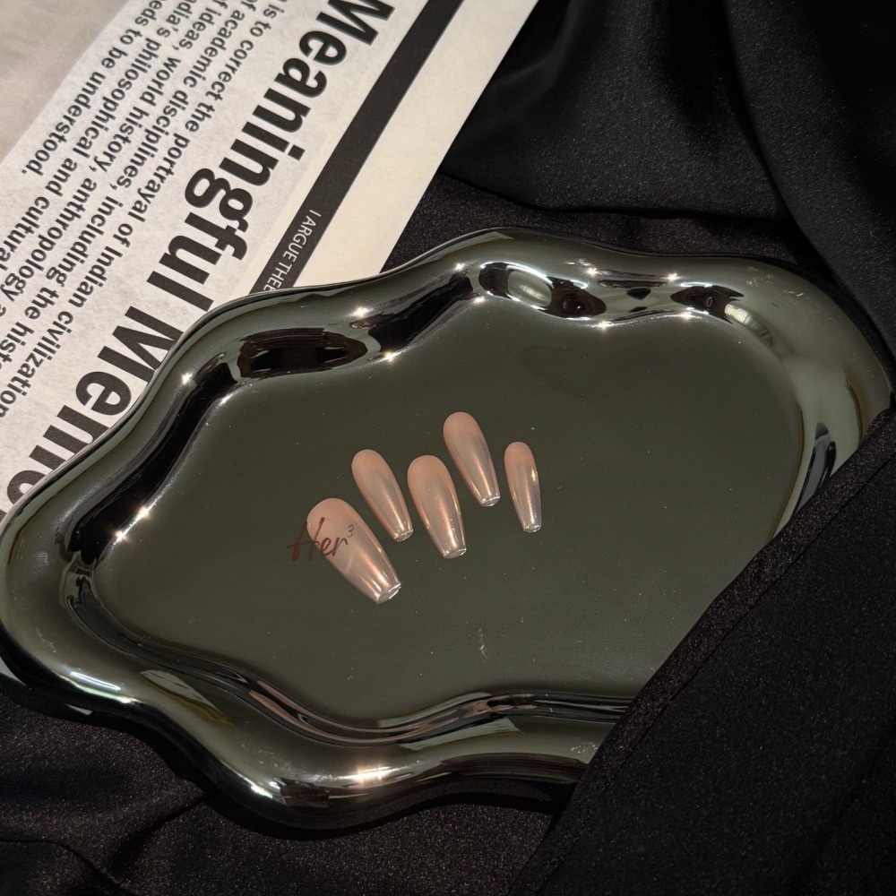 Her ³［海莉同款］N0036純欲風溫柔裸色極光粉漸變穿戴甲 (可訂製)-細節圖2