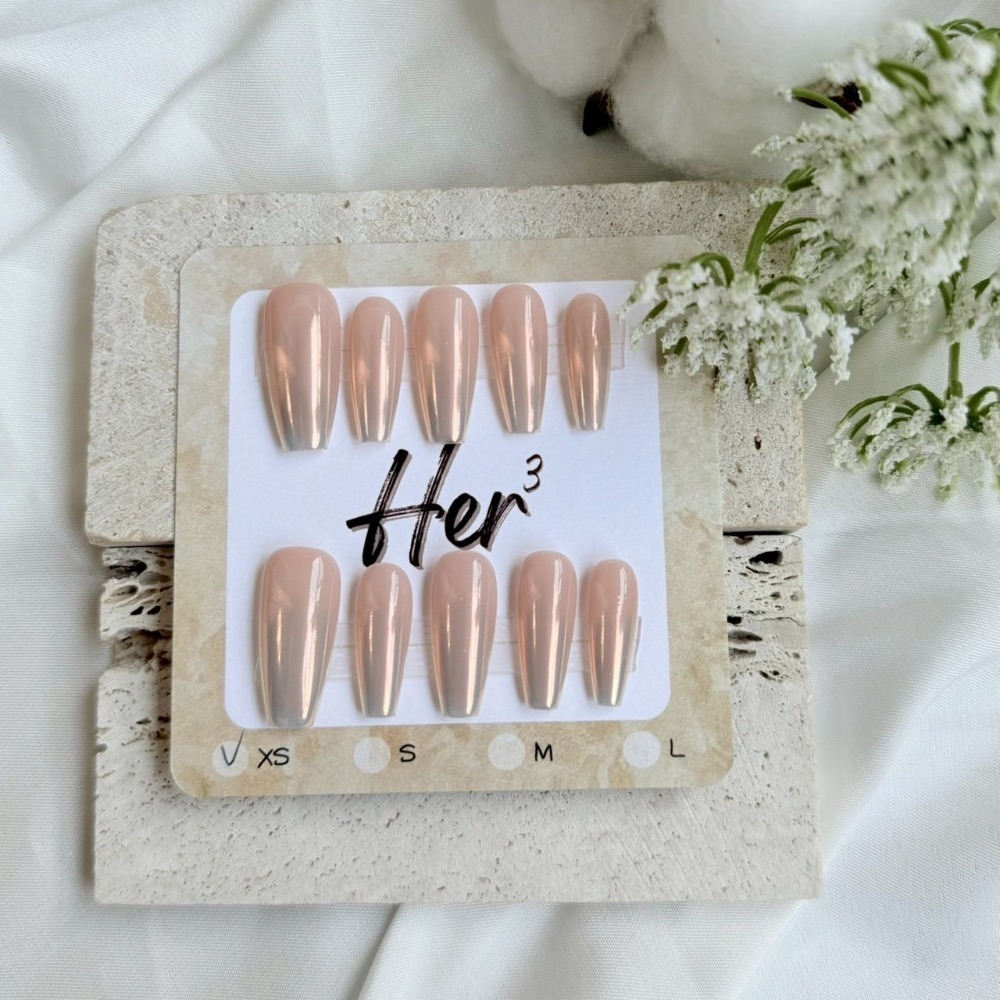 Her ³［海莉同款］N0036純欲風溫柔裸色極光粉漸變穿戴甲 (可訂製)-細節圖3