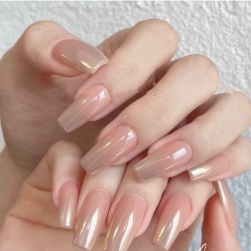 Her ³［海莉同款］N0036純欲風溫柔裸色極光粉漸變穿戴甲 (可訂製)-細節圖6