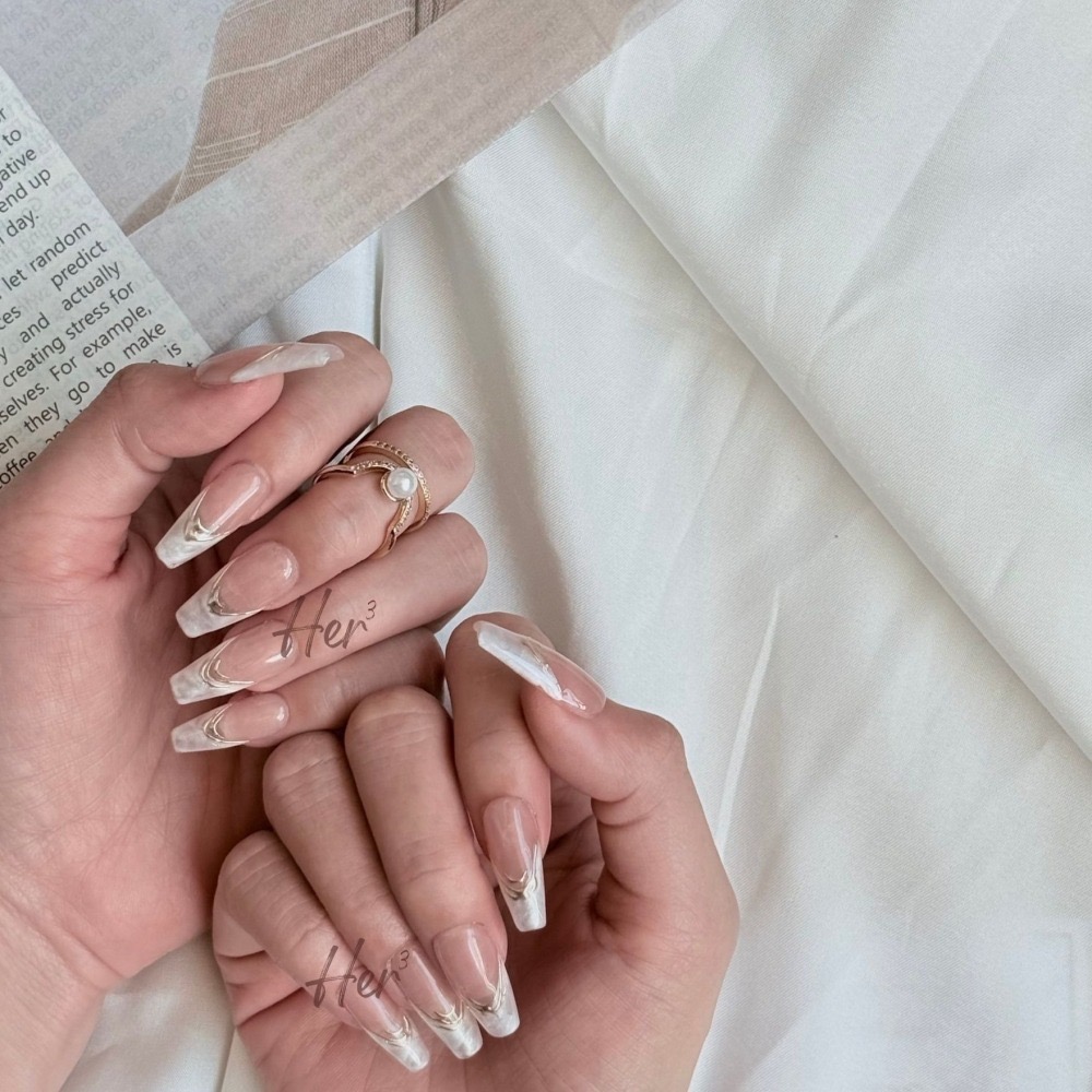 Her ³［貝殼法式］N0038貝殼珍珠母貝面法式簡約高級顯白穿戴甲-細節圖5