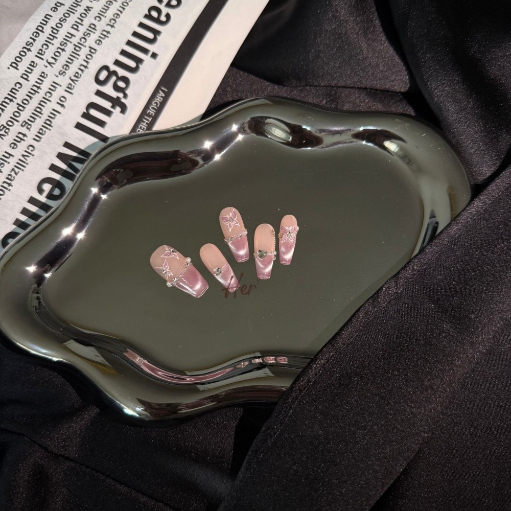 Her ³［紫仙蝴蝶］N0040清透K9鑽顯白高級法式貓眼穿戴甲-細節圖2