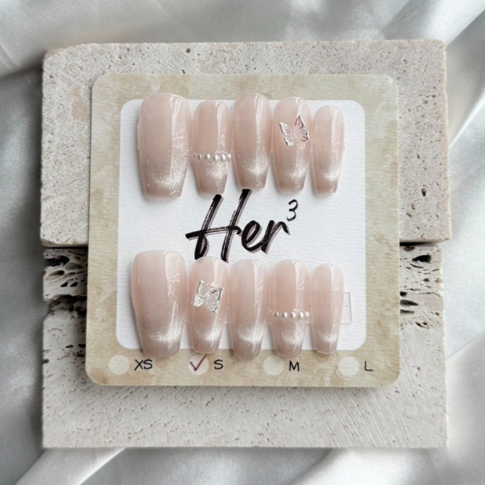 Her ³［蝴蝶仙女］N0042蝴蝶貓眼珍珠溫柔氣質穿戴甲-細節圖4