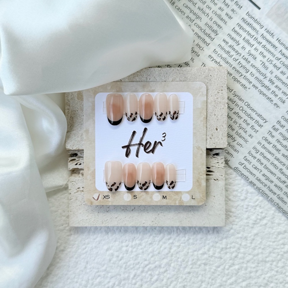 Her ³［腮紅豹紋］N0045琥珀腮紅感韓式豹紋法式溫柔穿戴甲-細節圖6