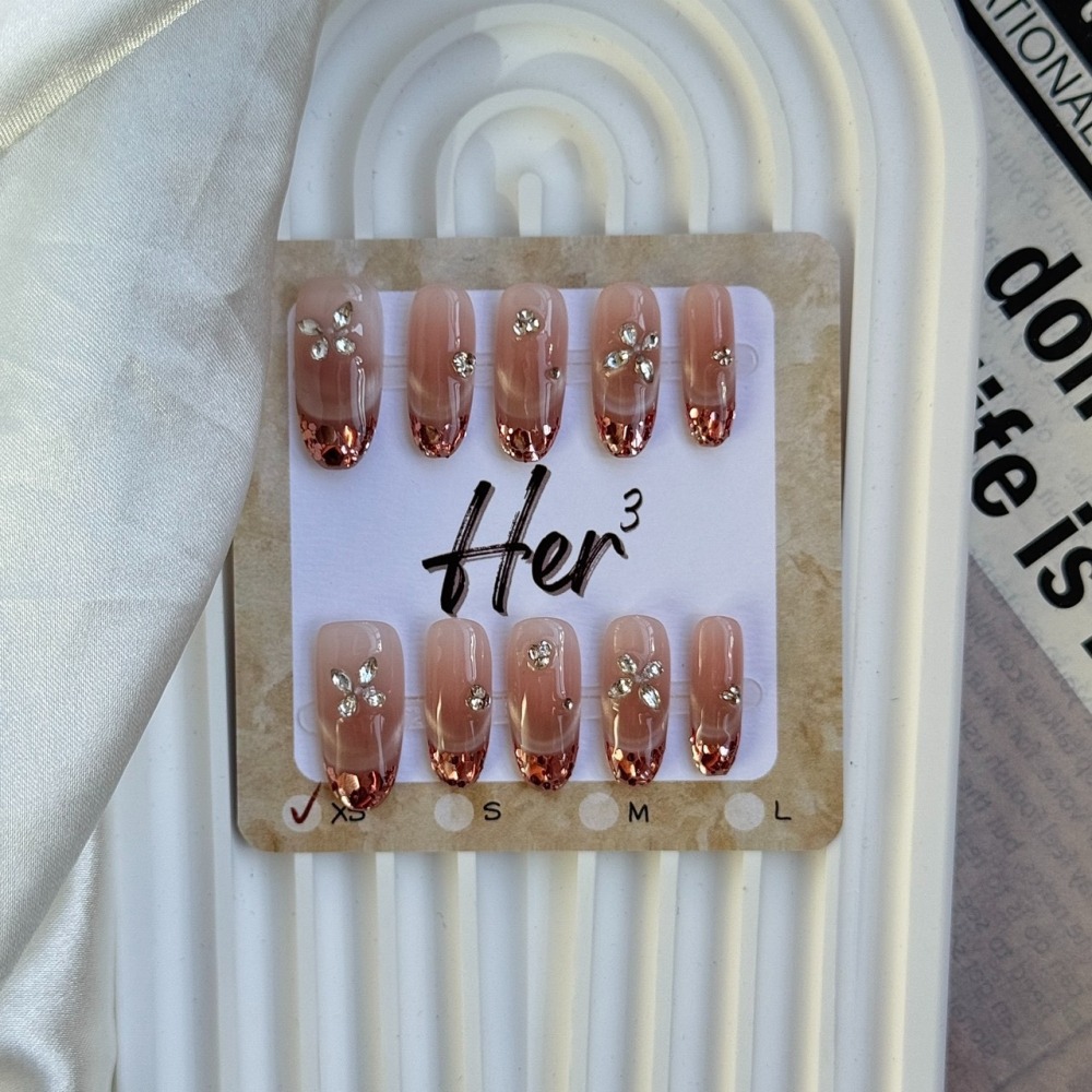 Her ³［粉皙星芒］N0064粉色法式閃亮貓眼穿戴甲-細節圖2