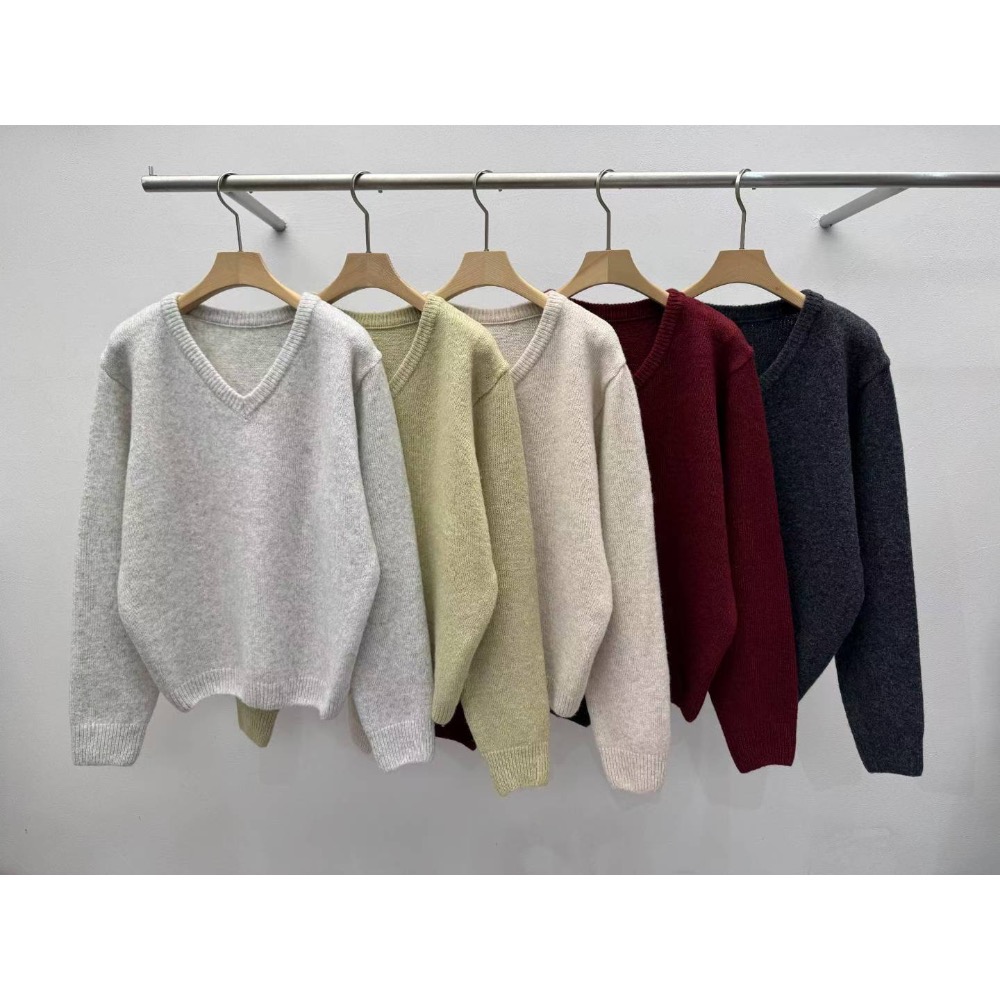 🌿預購款🌿 羊毛針織V領寬鬆上衣-細節圖9