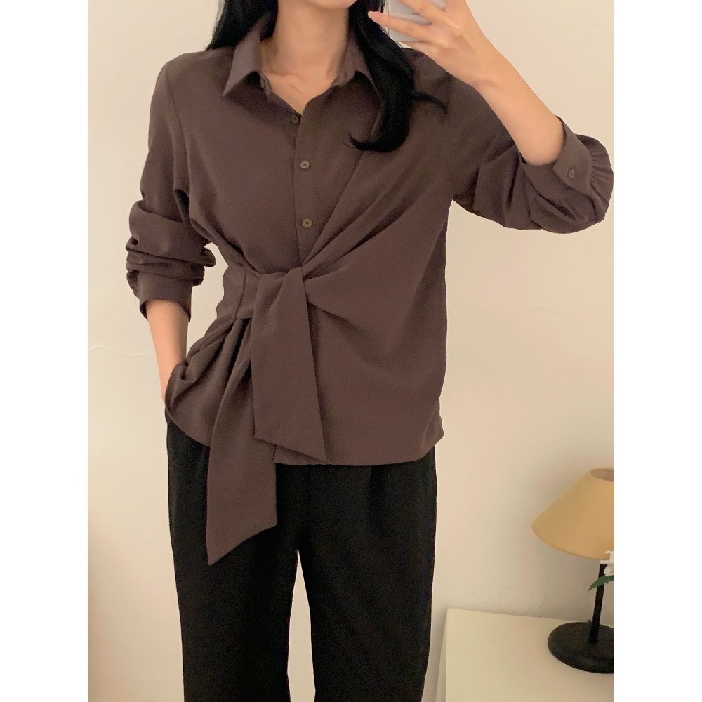 🌿預購款🌿綁帶造型雪紡襯衫 #韓國女裝#韓國製造-細節圖2