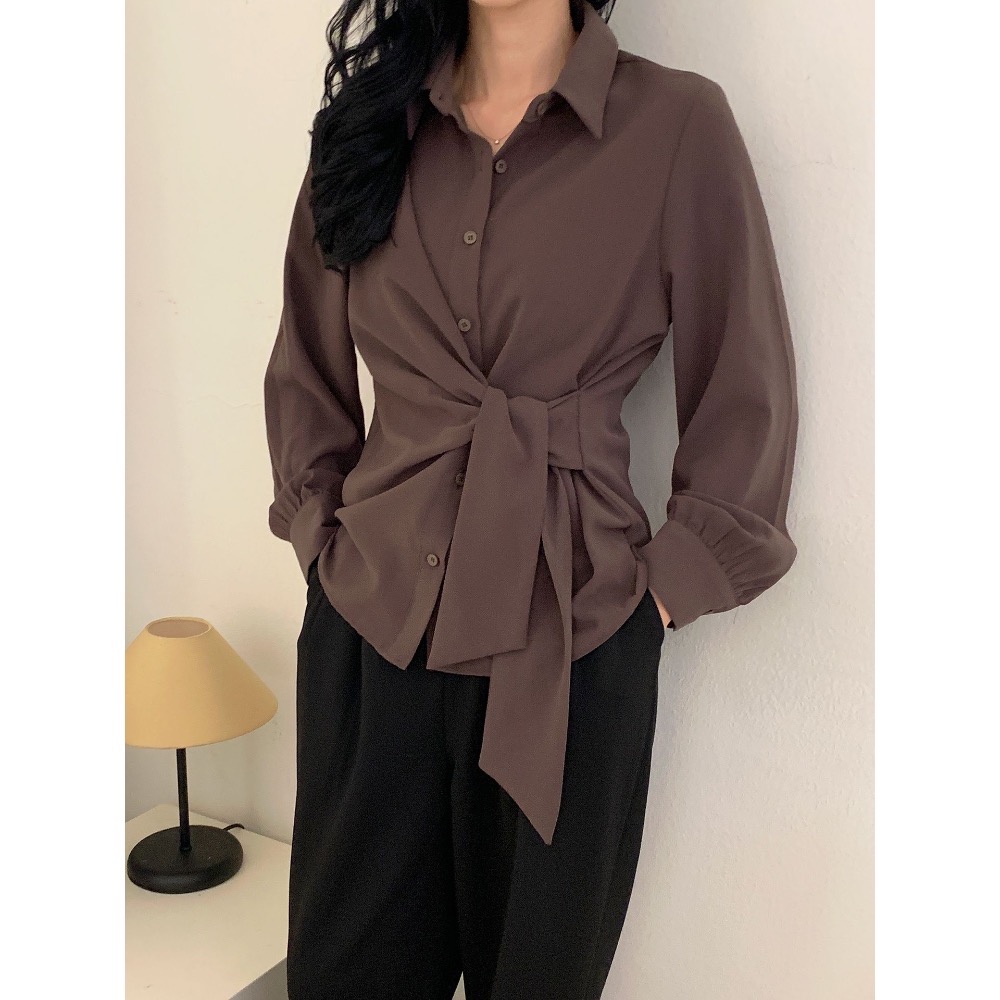 🌿預購款🌿綁帶造型雪紡襯衫 #韓國女裝#韓國製造-細節圖4