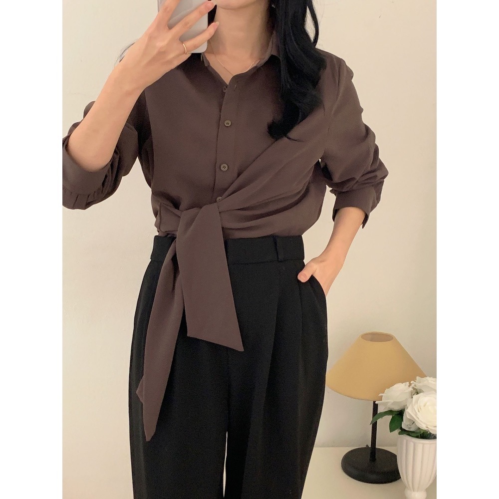 🌿預購款🌿綁帶造型雪紡襯衫 #韓國女裝#韓國製造-細節圖5