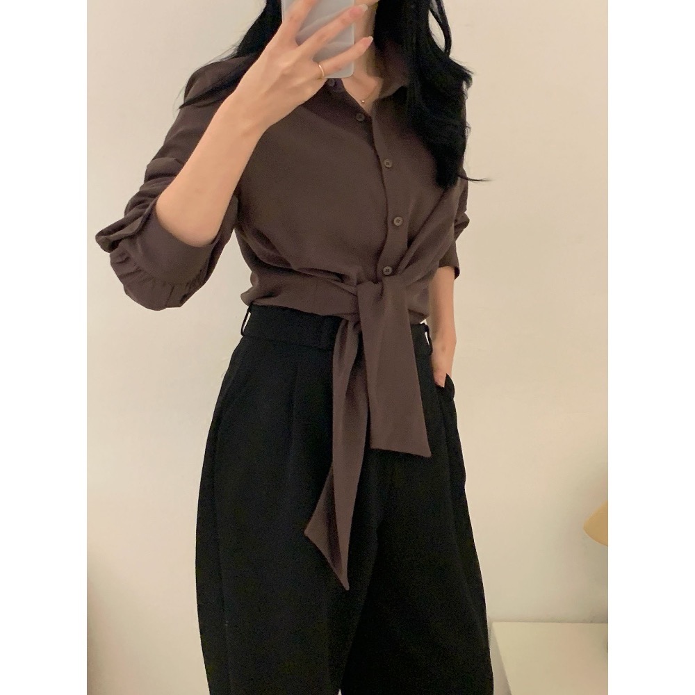 🌿預購款🌿綁帶造型雪紡襯衫 #韓國女裝#韓國製造-細節圖7