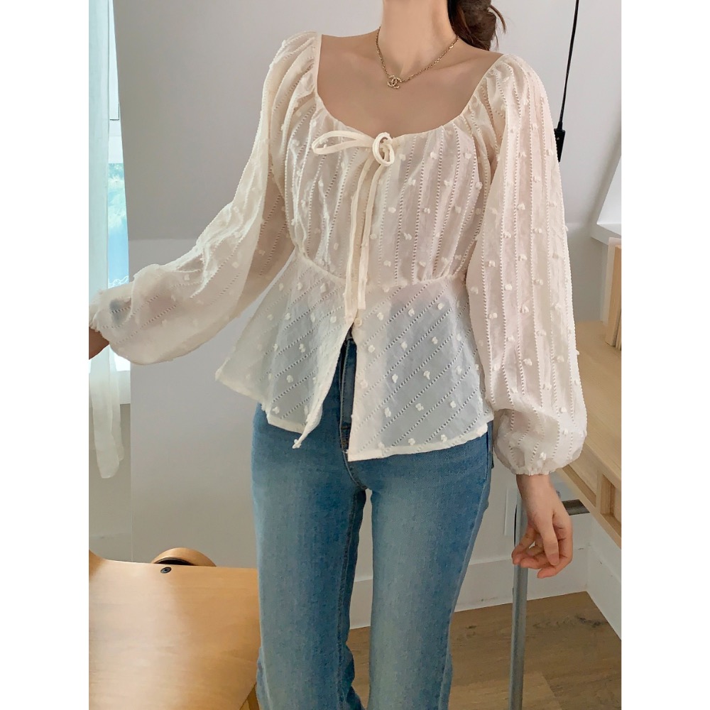 🇰🇷Onéul 映日🇰🇷🌿預購款🌿奶油柔霧感方領上衣🌿#韓國女裝#正韓#韓系穿搭-細節圖3