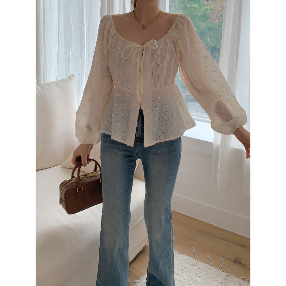 🇰🇷Onéul 映日🇰🇷🌿預購款🌿奶油柔霧感方領上衣🌿#韓國女裝#正韓#韓系穿搭-細節圖6