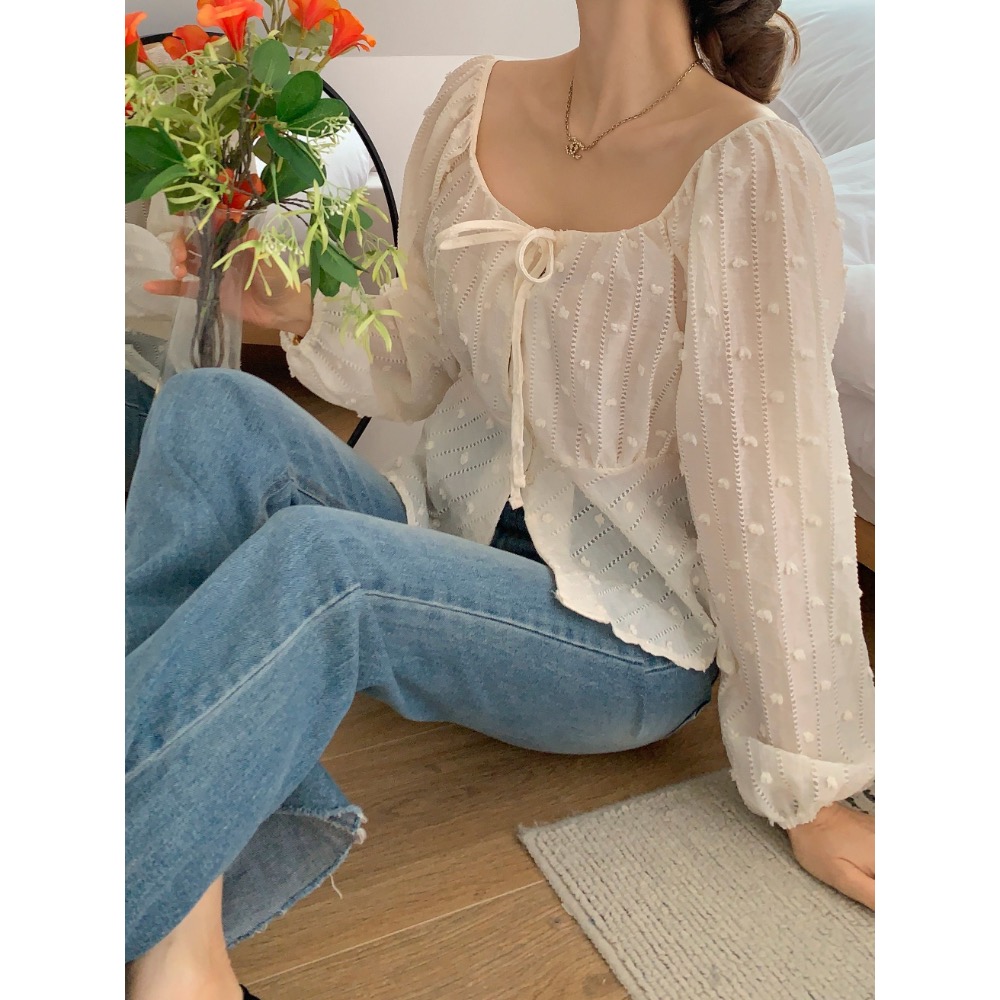 🇰🇷Onéul 映日🇰🇷🌿預購款🌿奶油柔霧感方領上衣🌿#韓國女裝#正韓#韓系穿搭-細節圖7