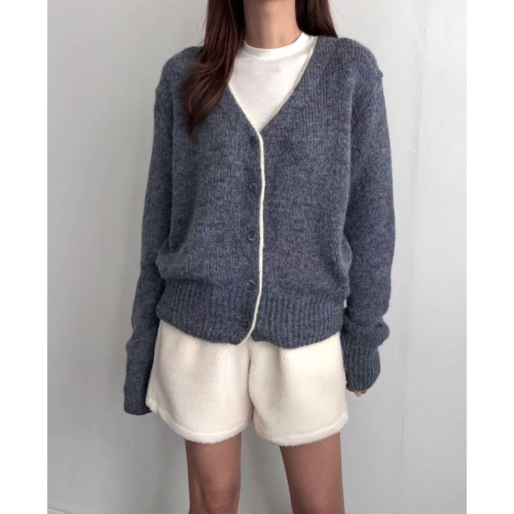 🇰🇷Onéul映日🇰🇷韓國女裝🌿新品預購款🌿羊毛滾邊撞色寬鬆針織外衫#韓國女裝#冬季新款#韓國製造-細節圖5