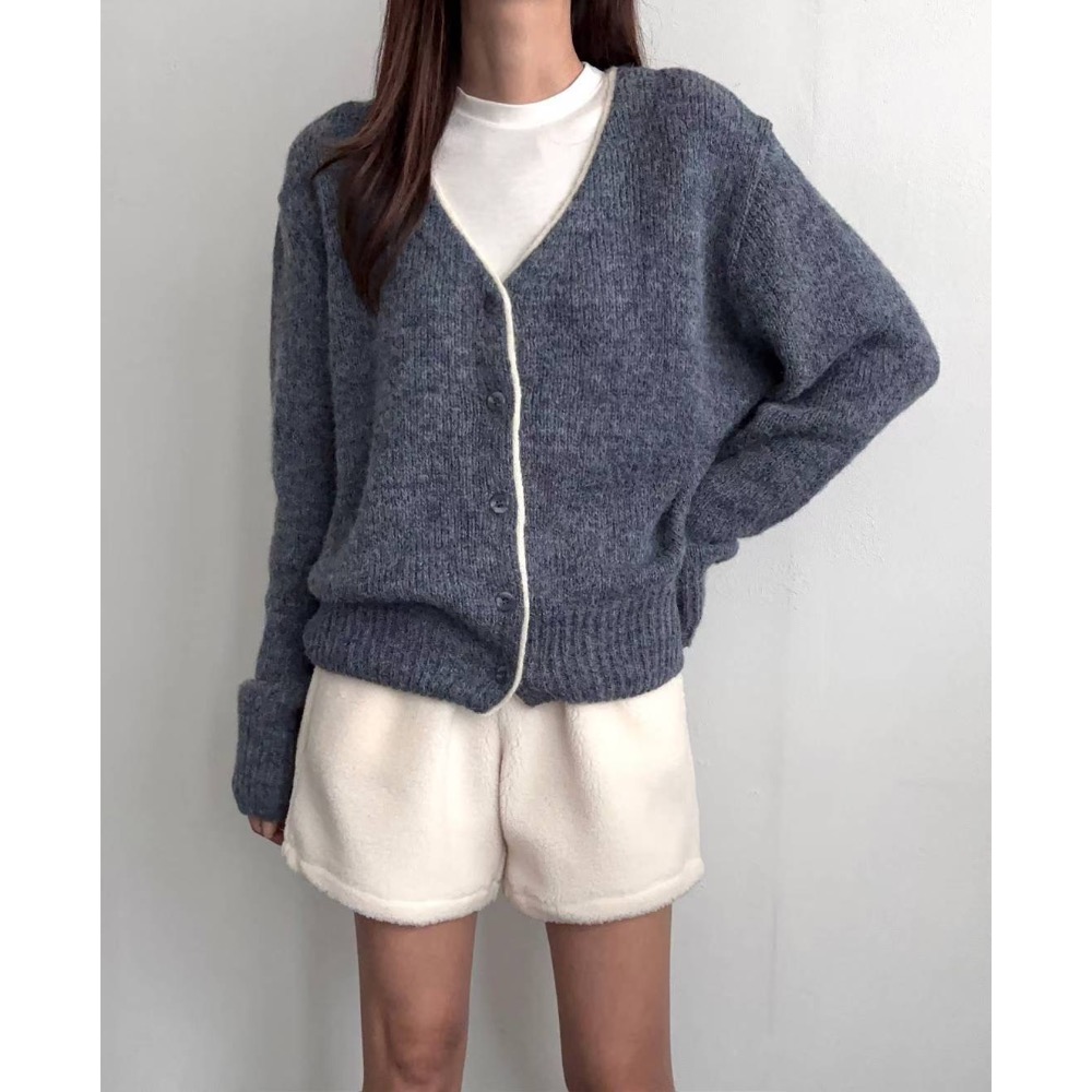 🇰🇷Onéul映日🇰🇷韓國女裝🌿新品預購款🌿羊毛滾邊撞色寬鬆針織外衫#韓國女裝#冬季新款#韓國製造-細節圖6