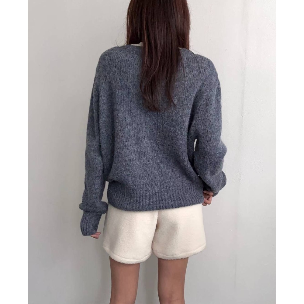 🇰🇷Onéul映日🇰🇷韓國女裝🌿新品預購款🌿羊毛滾邊撞色寬鬆針織外衫#韓國女裝#冬季新款#韓國製造-細節圖8