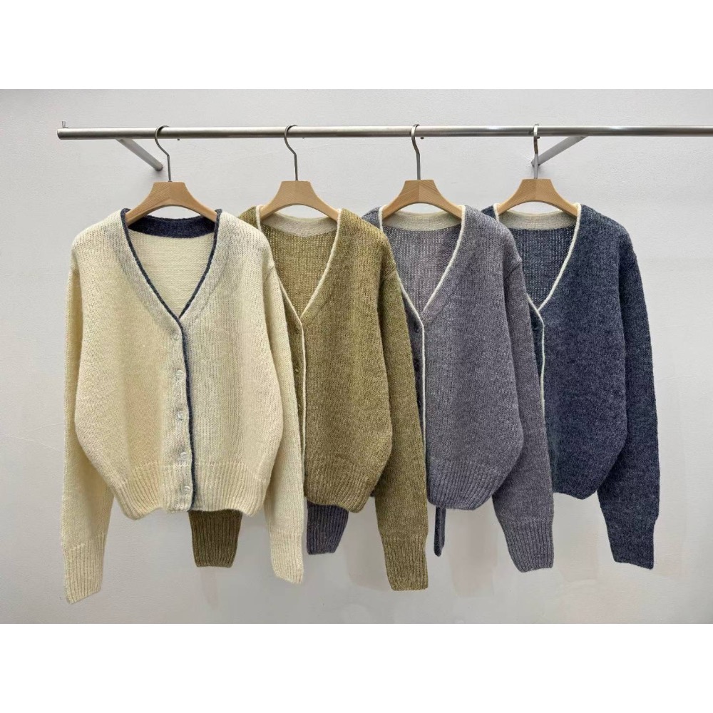 🇰🇷Onéul映日🇰🇷韓國女裝🌿新品預購款🌿羊毛滾邊撞色寬鬆針織外衫#韓國女裝#冬季新款#韓國製造-細節圖9