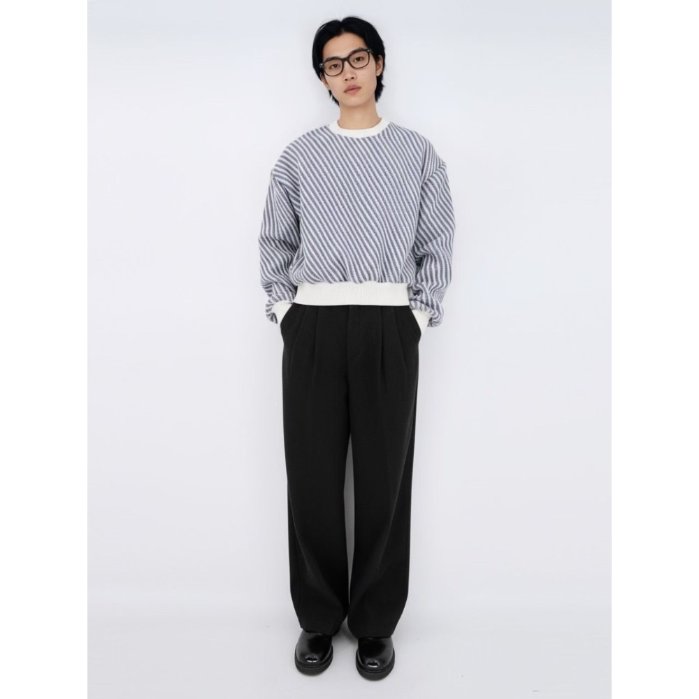 🇰🇷Onéul 映日🇰🇷韓國男裝🌿預購款🌿短版斜紋針織大學T#韓國製造#韓國男裝-細節圖3