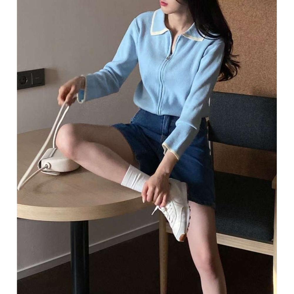 🇰🇷Oneéul映日🇰🇷韓國女裝🌿少量現貨🌿撞色滾邊針織衫🌿正韓🌿韓國製造🌿-細節圖2