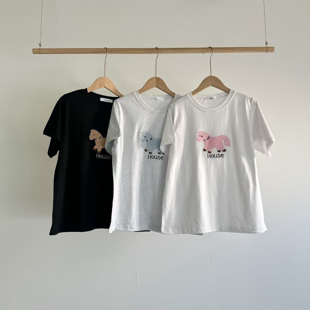 🇰🇷Oneéul映日🇰🇷韓國女裝🌿新款預購🌿刺繡小馬純棉T🌿正韓🌿韓國製造🌿-細節圖9