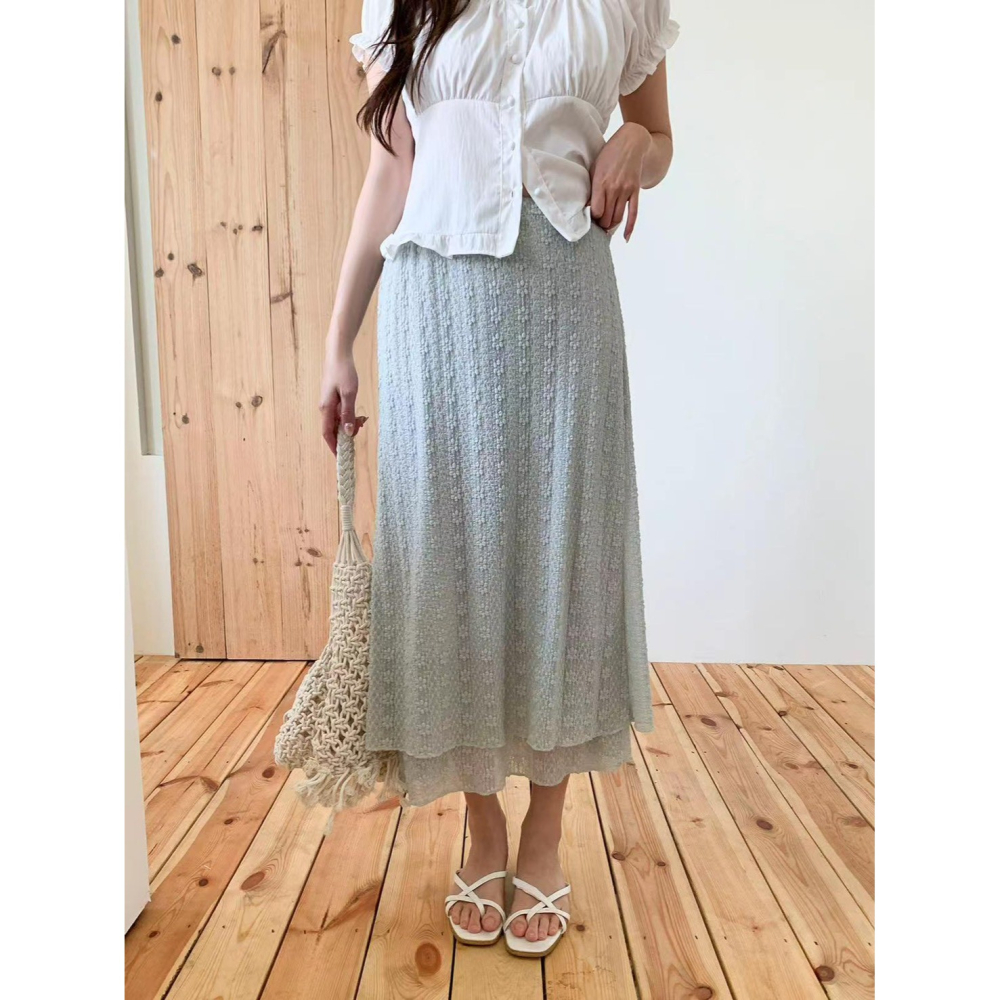 🇰🇷Onéul映日🇰🇷韓國女裝質感選品🌿春夏新品🌿A字版型雙層蕾絲裙🌿#正韓🌿#韓國製造🌿-細節圖3