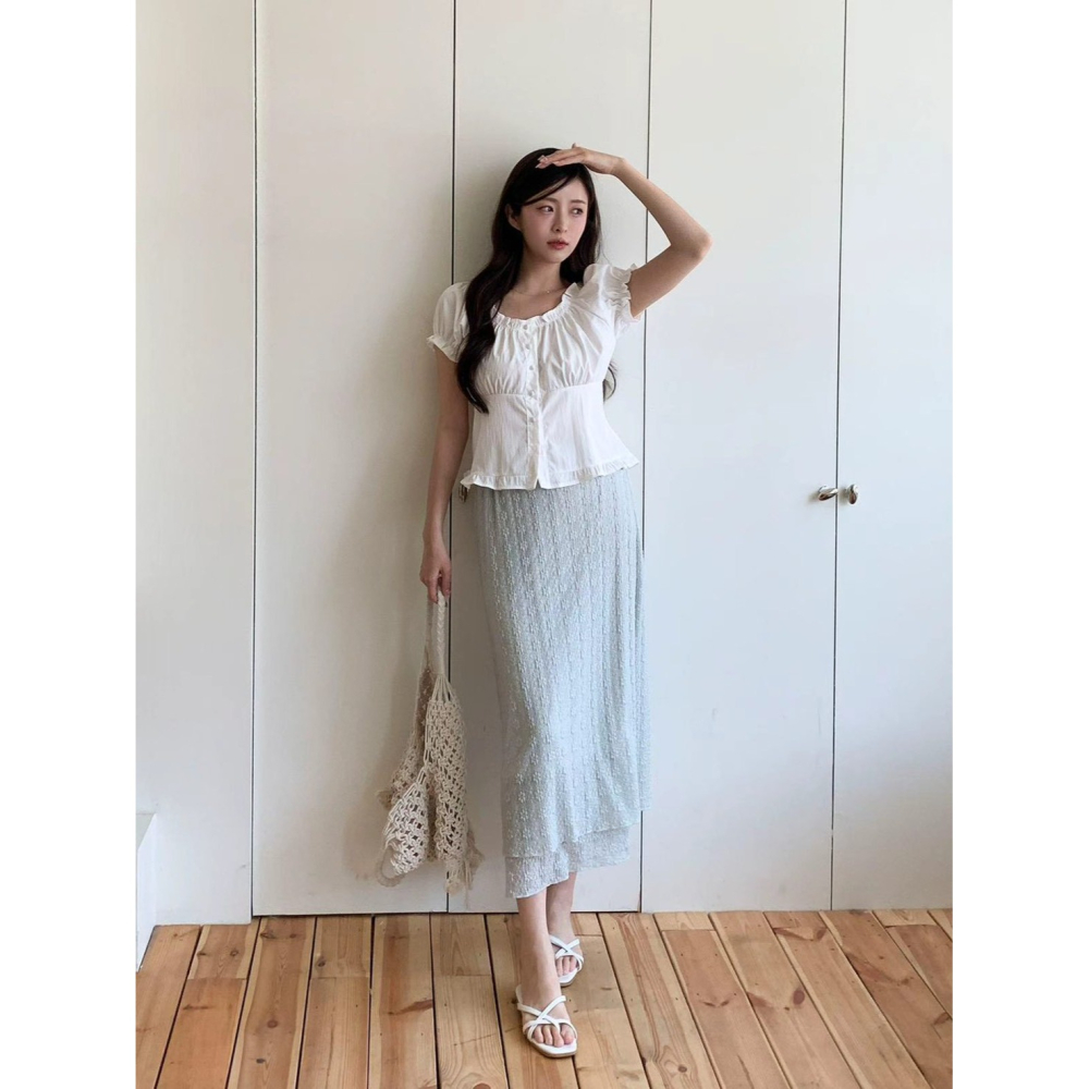 🇰🇷Onéul映日🇰🇷韓國女裝質感選品🌿春夏新品🌿A字版型雙層蕾絲裙🌿#正韓🌿#韓國製造🌿-細節圖5