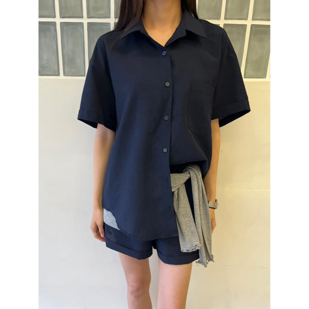🇰🇷Onéul映日🇰🇷韓國女裝質感選品🌿夏季新品🌿現貨🌿棉麻反摺休閒短褲🌿韓國製造🌿正韓🌿-細節圖3