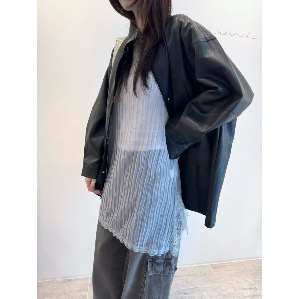 🇰🇷Onéul映日🇰🇷韓國女裝質感選品🌿夏季新品🌿現貨🌿皺褶拼接蕾絲透膚疊層長版背心#韓國製造#正韓-細節圖9