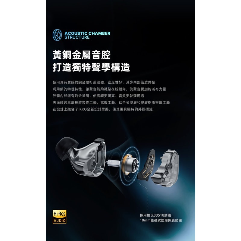 【微音耳機】IKKO OH10S 圈鐵混合耳道式耳機、可換線、變色玻璃-細節圖3