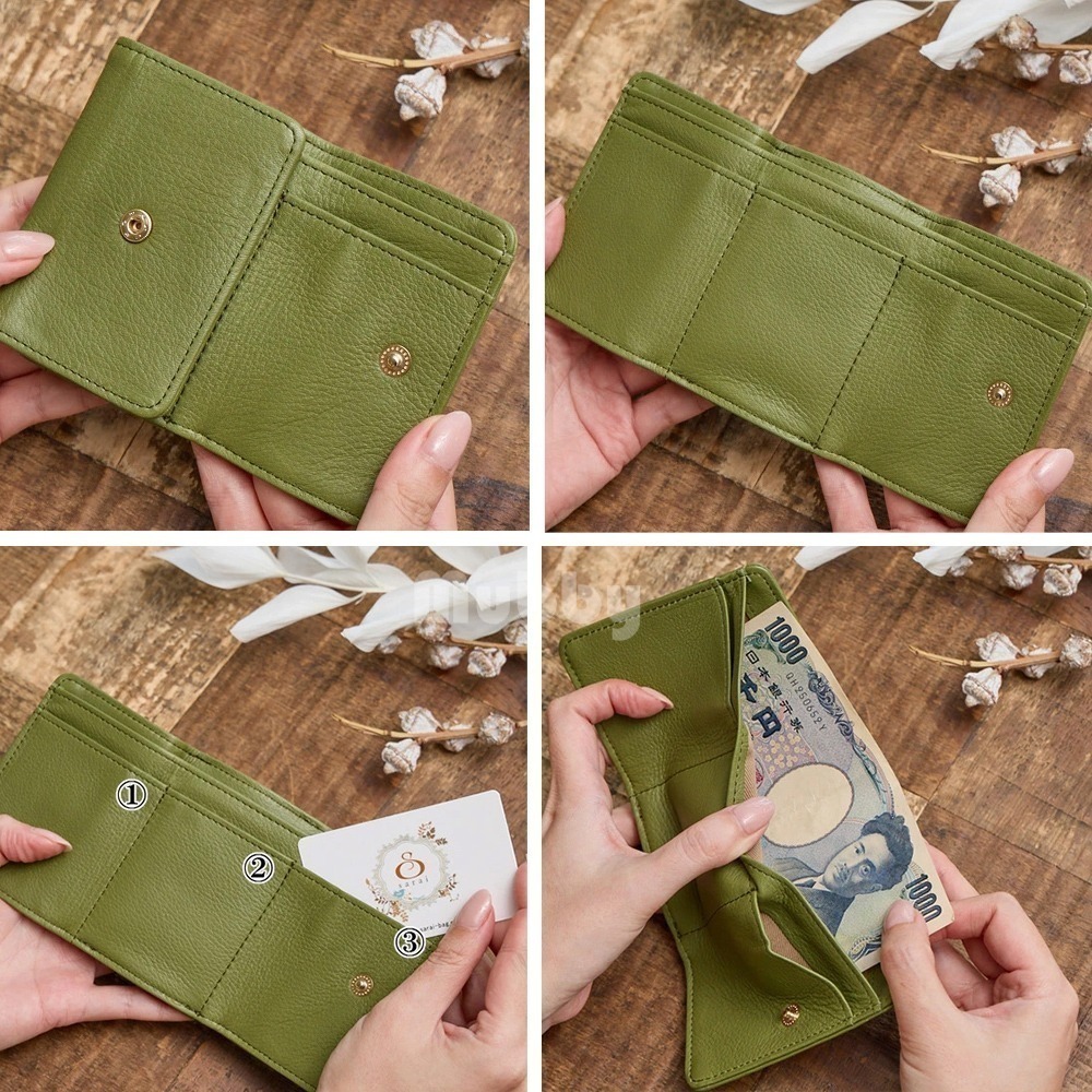 日本製 zucchero 真皮圓點迷你三折短夾 錢包 皮夾 手工製 多款顏色可選 現貨-細節圖5