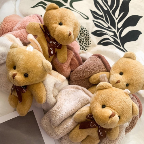 熊熊擦手巾 立體小熊擦手巾 超柔軟 珊瑚絨 廚房擦手巾 浴室 獨立包裝