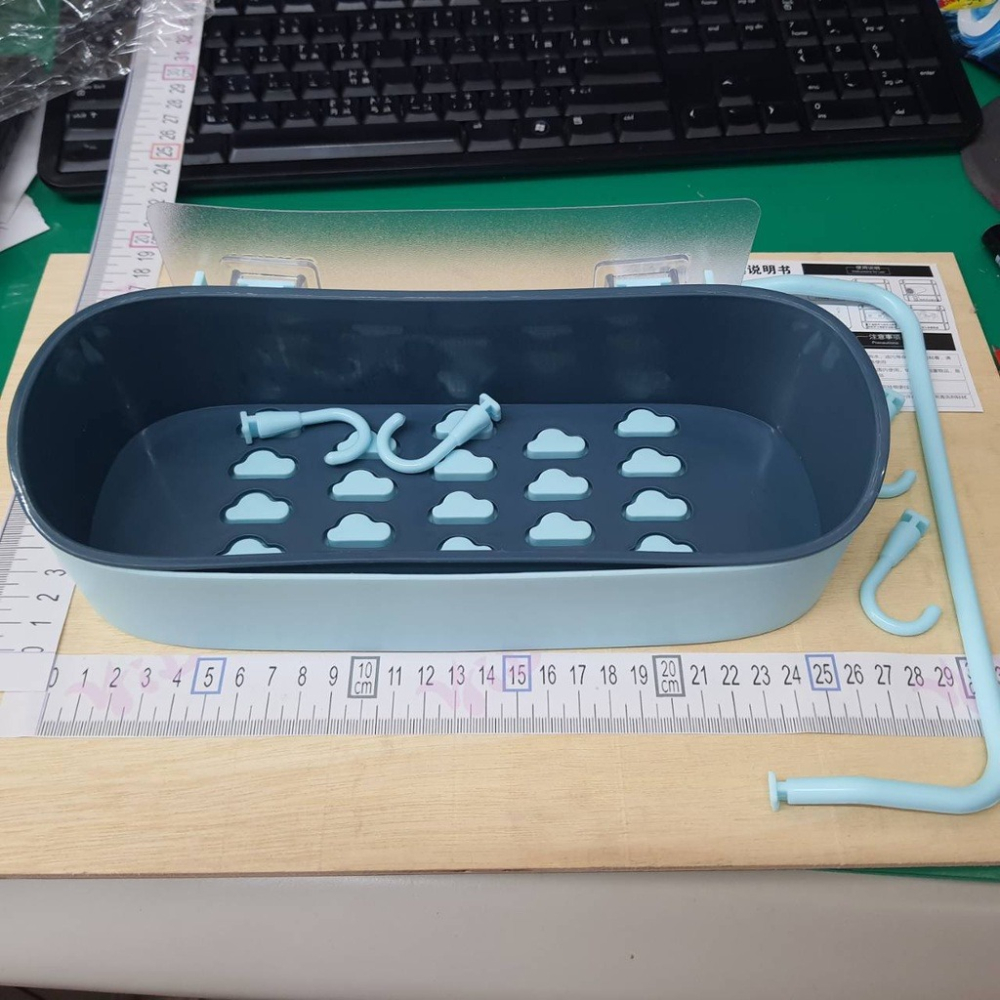 浴室雙層毛巾置物架 瀝水置物架 廚房雙色無痕帶掛鉤可拆卸收納架 置物架-細節圖6