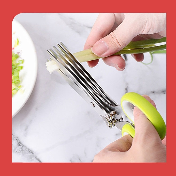 多功能五層剪 家用 多層 蔥花剪刀 五層剪刀 碎食剪 三層剪 廚房剪刀 料理剪刀 刀具-細節圖2
