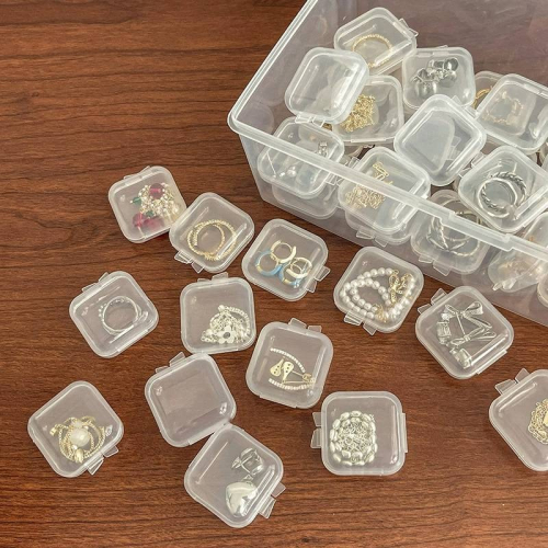 塑料透明小盒子 迷你有帶蓋 正方形 耳塞盒 首飾品耳環收納盒 耳釘盒 零件盒
