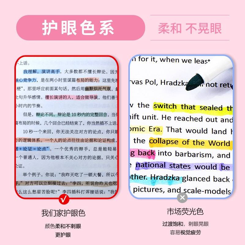 輕奢風 軟頭熒光筆 螢光筆套裝 螢光筆 淡色系 標記筆 學生記號筆 塗鴉繪畫 水彩筆-細節圖9