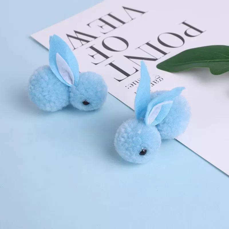 毛線球小兔子 毛球 手工製作配件 髮圈髮夾輔料飾品 小兔子 飾品 小白兔 絨毛布偶 絨毛球 兔子-細節圖5