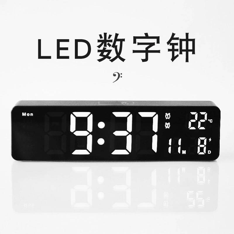 鏡面鐘靜音 LED電子鐘 鬧鐘 兒童床頭台鐘 10寸掛鐘 掛鐘 LED時鐘 靜音-細節圖2