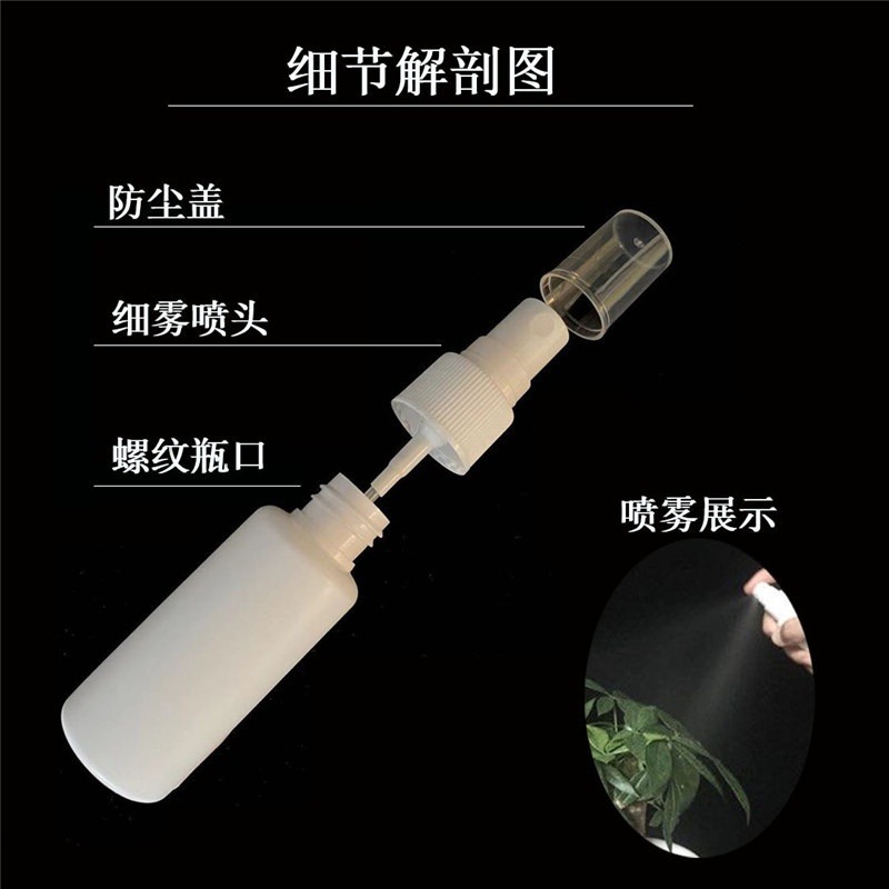現貨30ml50ml 100ml白色噴霧瓶HDPE側噴瓶酒精消毒液分裝瓶避光瓶 尖嘴瓶-細節圖3