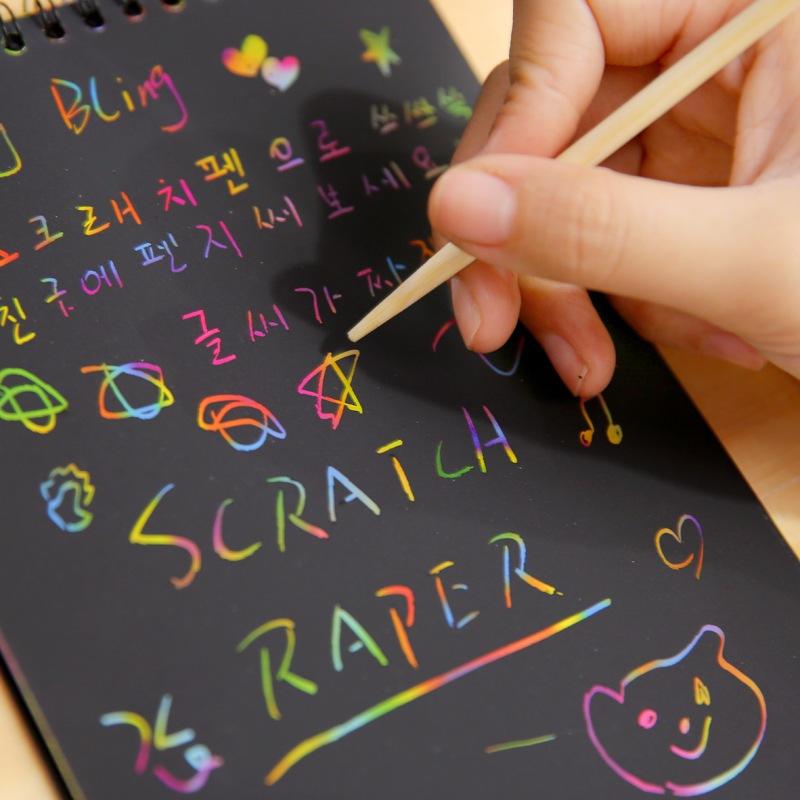 兒童DIY刮刮畫 炫彩塗鴉畫冊 趣味刮畫本 線圈畫畫本 益智美術本 伊代企業社-細節圖3
