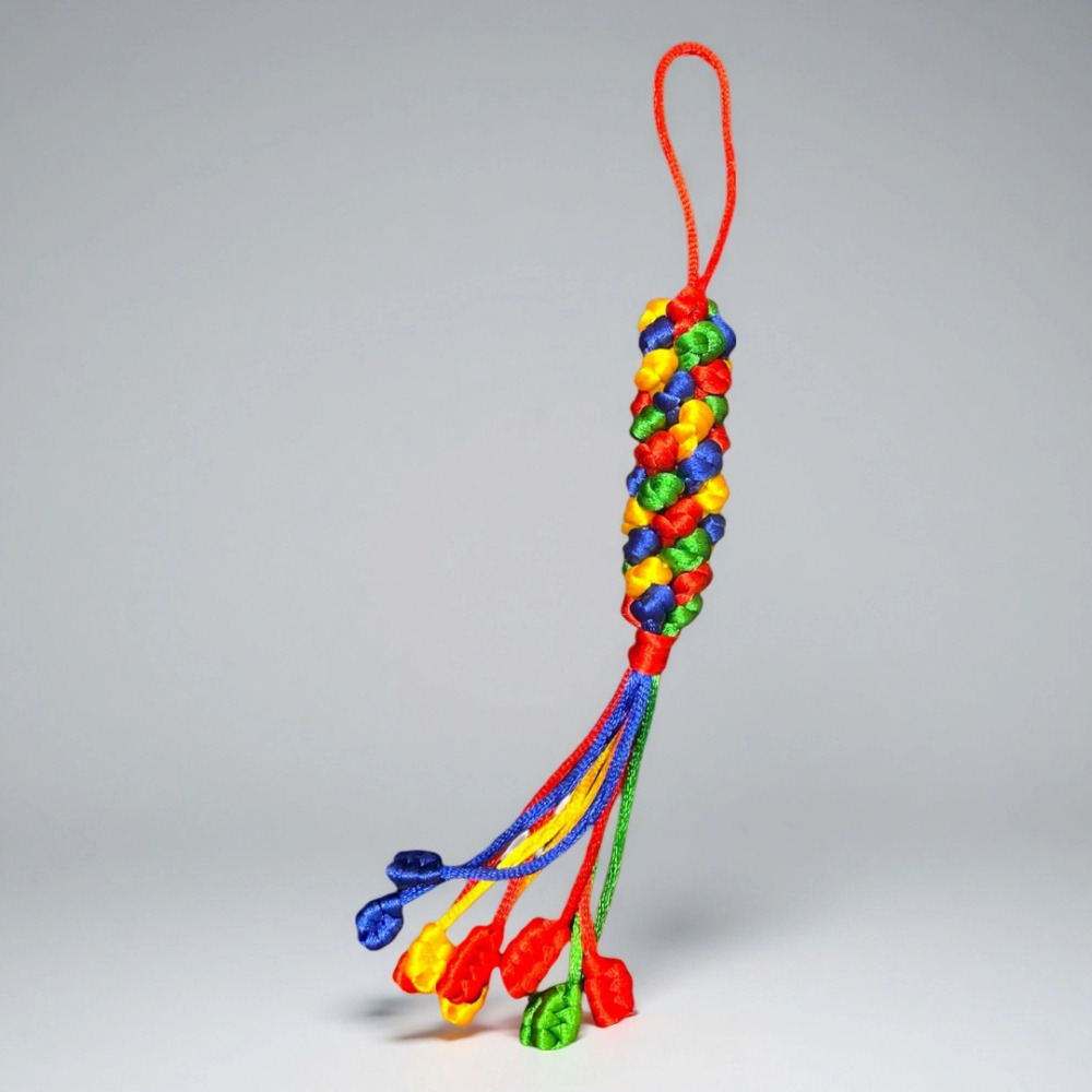 藏式手工五色線金剛結 開運招財轉運 菠蘿結平安吊飾 隨身護身符 汽車掛件包包掛飾 避邪擋煞防小人鑰匙圈-細節圖7