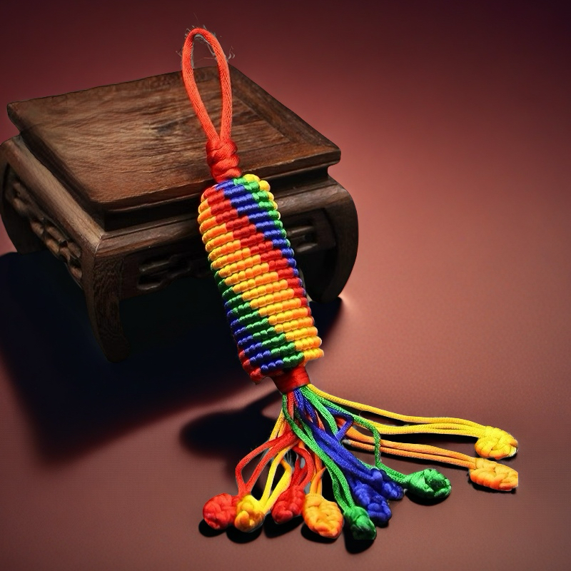 藏式手工五色線金剛結 開運招財轉運 菠蘿結平安吊飾 隨身護身符 汽車掛件包包掛飾 避邪擋煞防小人鑰匙圈-細節圖9