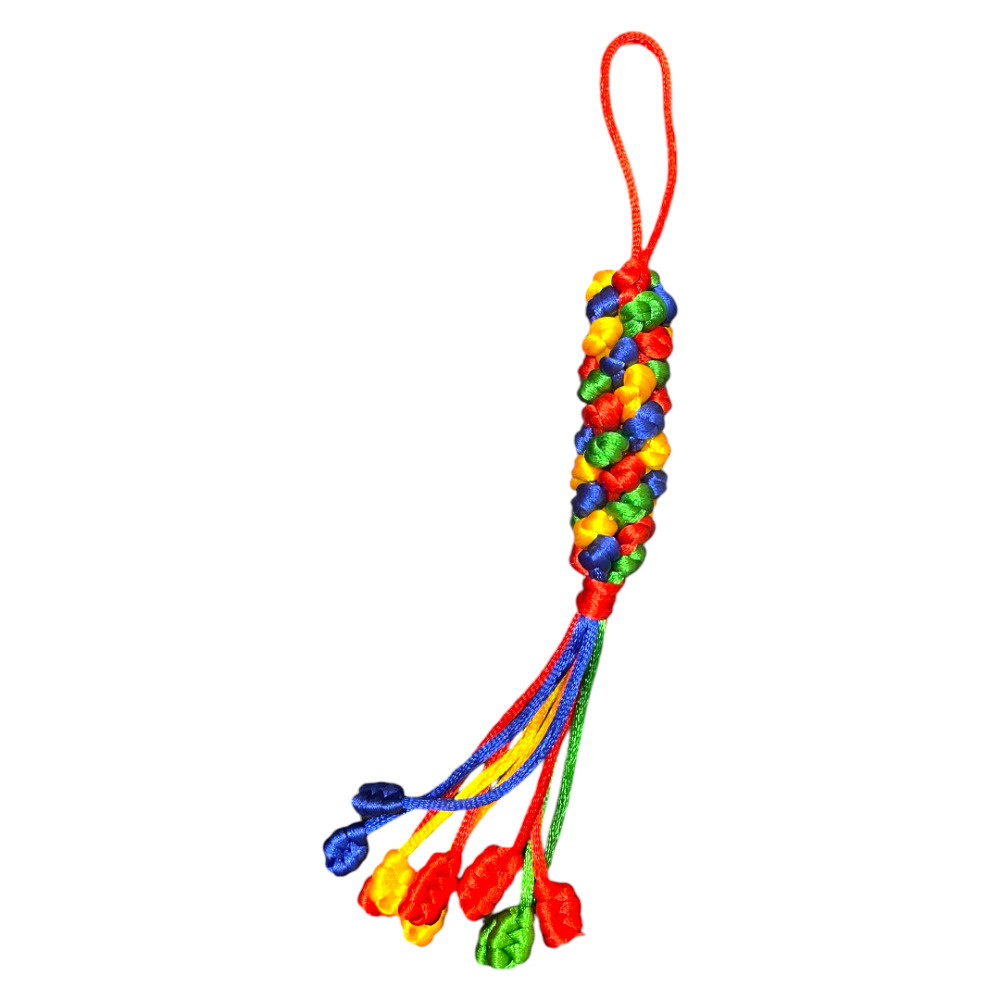 藏式手工五色線金剛結 開運招財轉運 菠蘿結平安吊飾 隨身護身符 汽車掛件包包掛飾 避邪擋煞防小人鑰匙圈-規格圖9