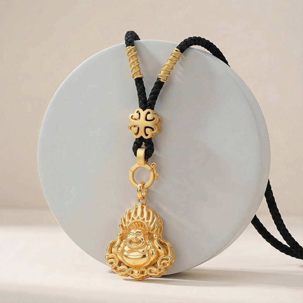 【昱晶閣】黃金吊墜專用手工掛繩 四葉草沙金可調節項鍊繩 玉墜翡翠玉佩掛墜繩-細節圖2