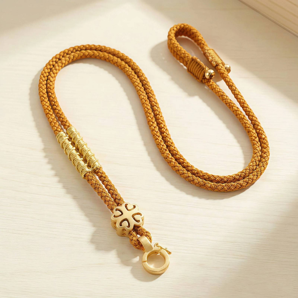 【昱晶閣】黃金吊墜專用手工掛繩 四葉草沙金可調節項鍊繩 玉墜翡翠玉佩掛墜繩-規格圖8