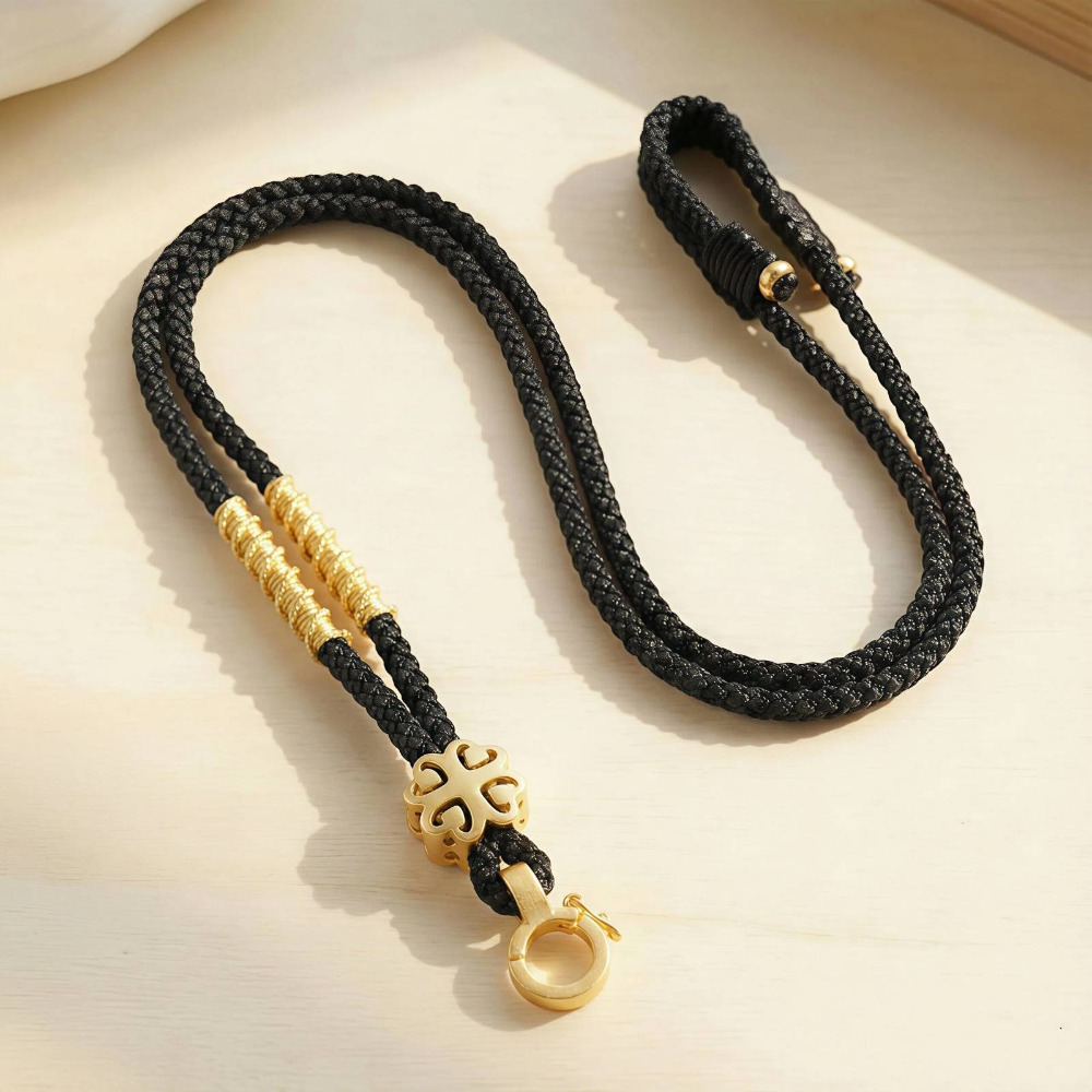 【昱晶閣】黃金吊墜專用手工掛繩 四葉草沙金可調節項鍊繩 玉墜翡翠玉佩掛墜繩-規格圖8