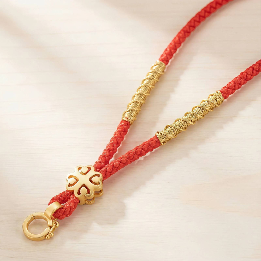 【昱晶閣】黃金吊墜專用手工掛繩 四葉草沙金可調節項鍊繩 玉墜翡翠玉佩掛墜繩-規格圖8