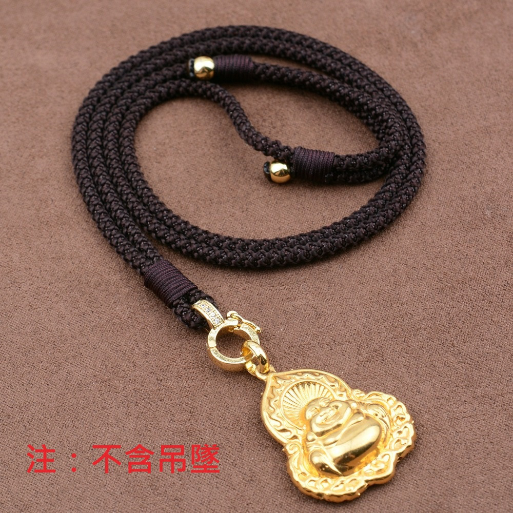 【昱晶閣】黃金吊墜專用手工掛繩 四葉草沙金可調節項鍊繩 玉墜翡翠玉佩掛墜繩-規格圖8