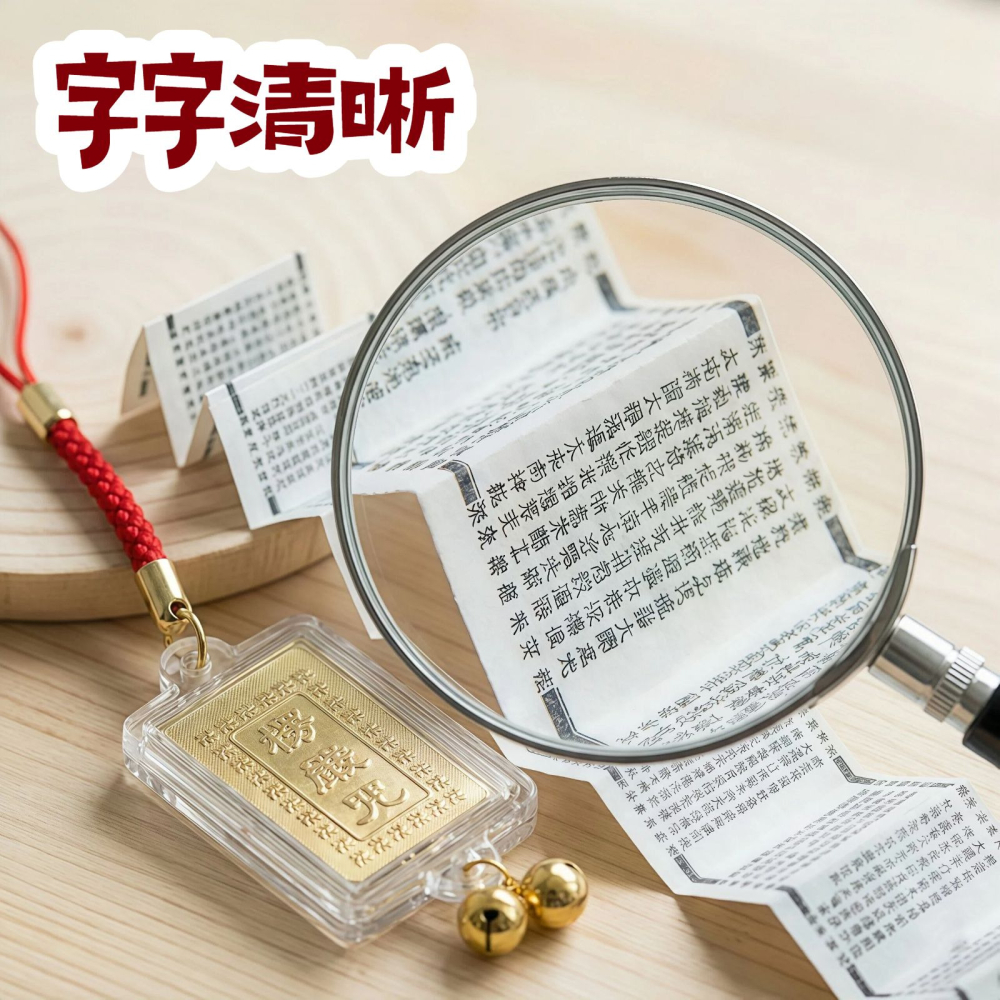 微縮經文咒語壓克力掛件 大悲咒 楞嚴咒 金剛經 藥師經 阿彌陀經 地藏經 金箔手機鈴鐺掛件 吊飾吊墜項鍊-細節圖5